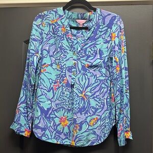 Lilly Pulitzer Elsa Silk Top in print Mai Tai